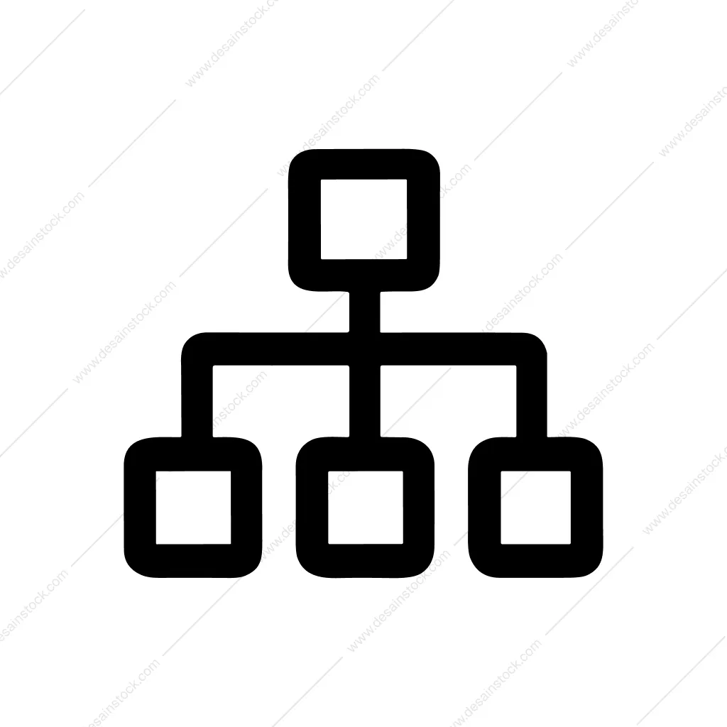 Bold Outline Organization Chart Hierarchy Structure Diagram Icon