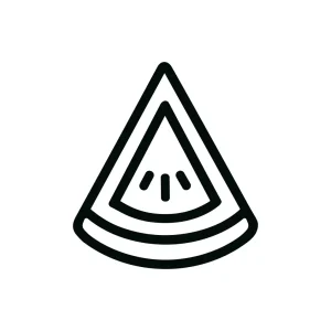 Minimalist Outline Watermelon Slice Simple Line Drawing Icon