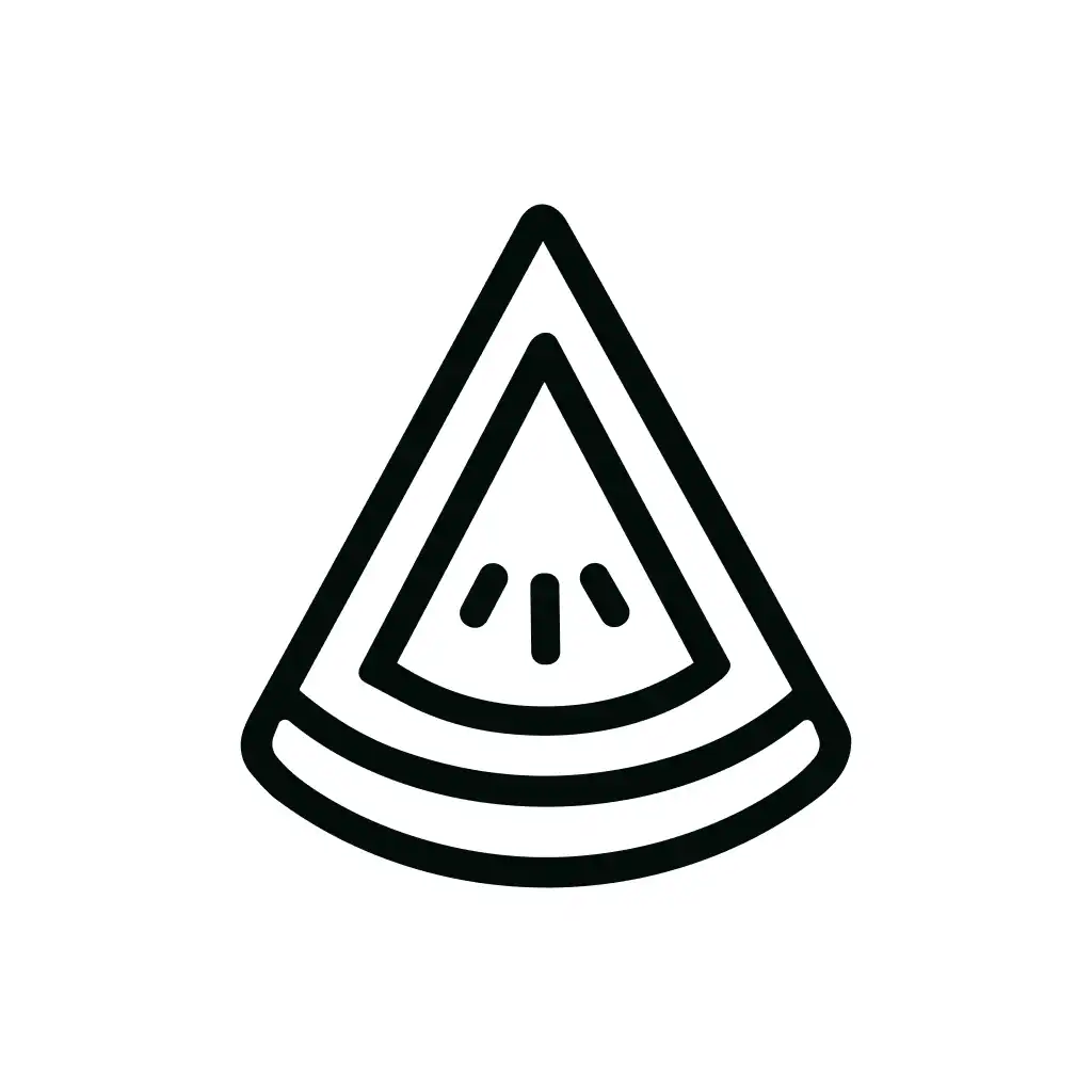 Minimalist Outline Watermelon Slice Simple Line Drawing Icon