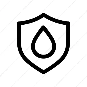 Simple Outline Water Drop Protected Shield Icon