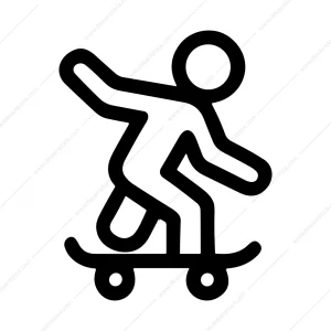 Minimalist Outline Skateboarder Stick Figure Simple Shape Icon