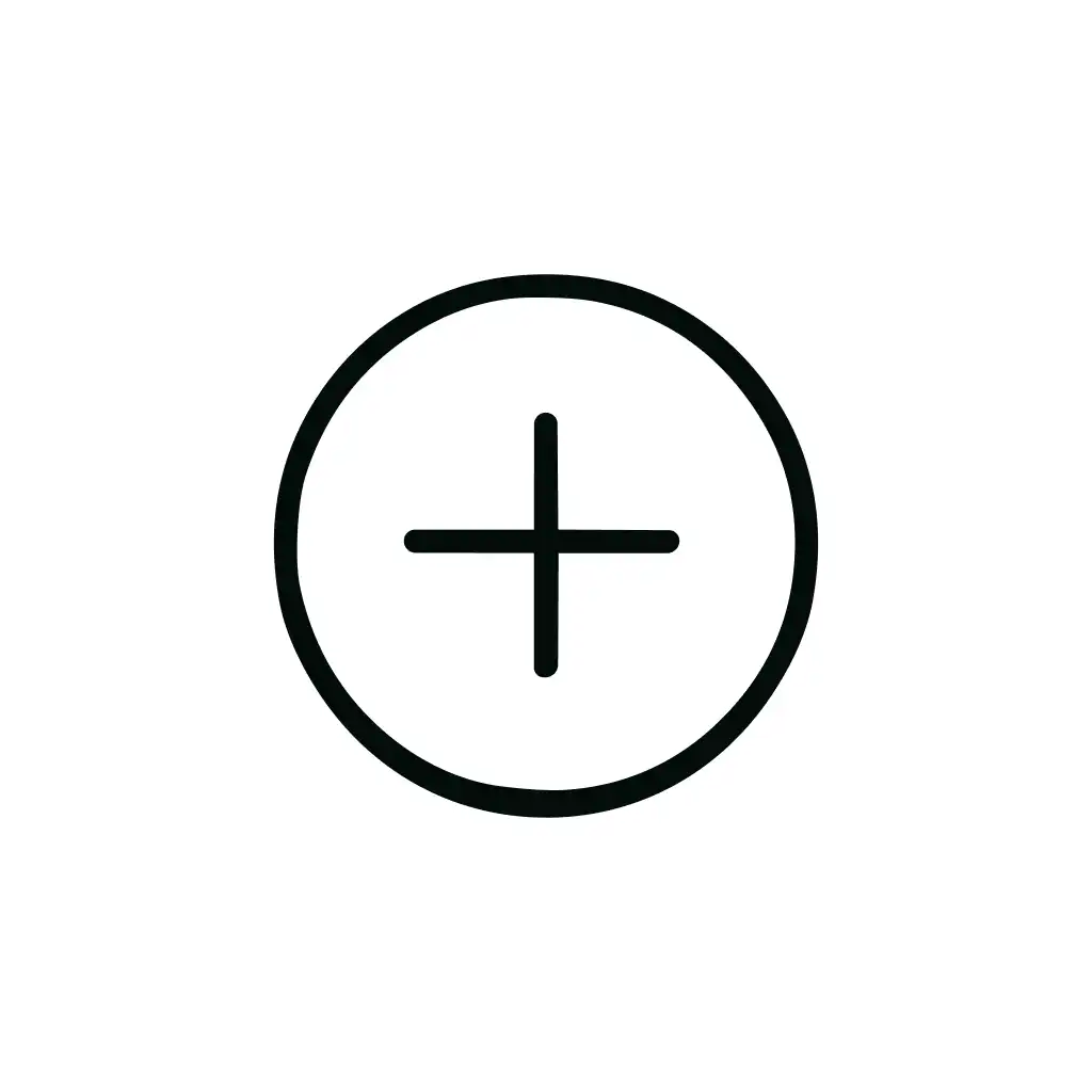 Simple Outline Plus Sign inside Circle Shape Symbol Graphic Icon