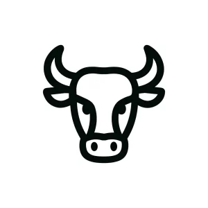 Minimalist Outline Style Bull Head Front View Agricultural Icon