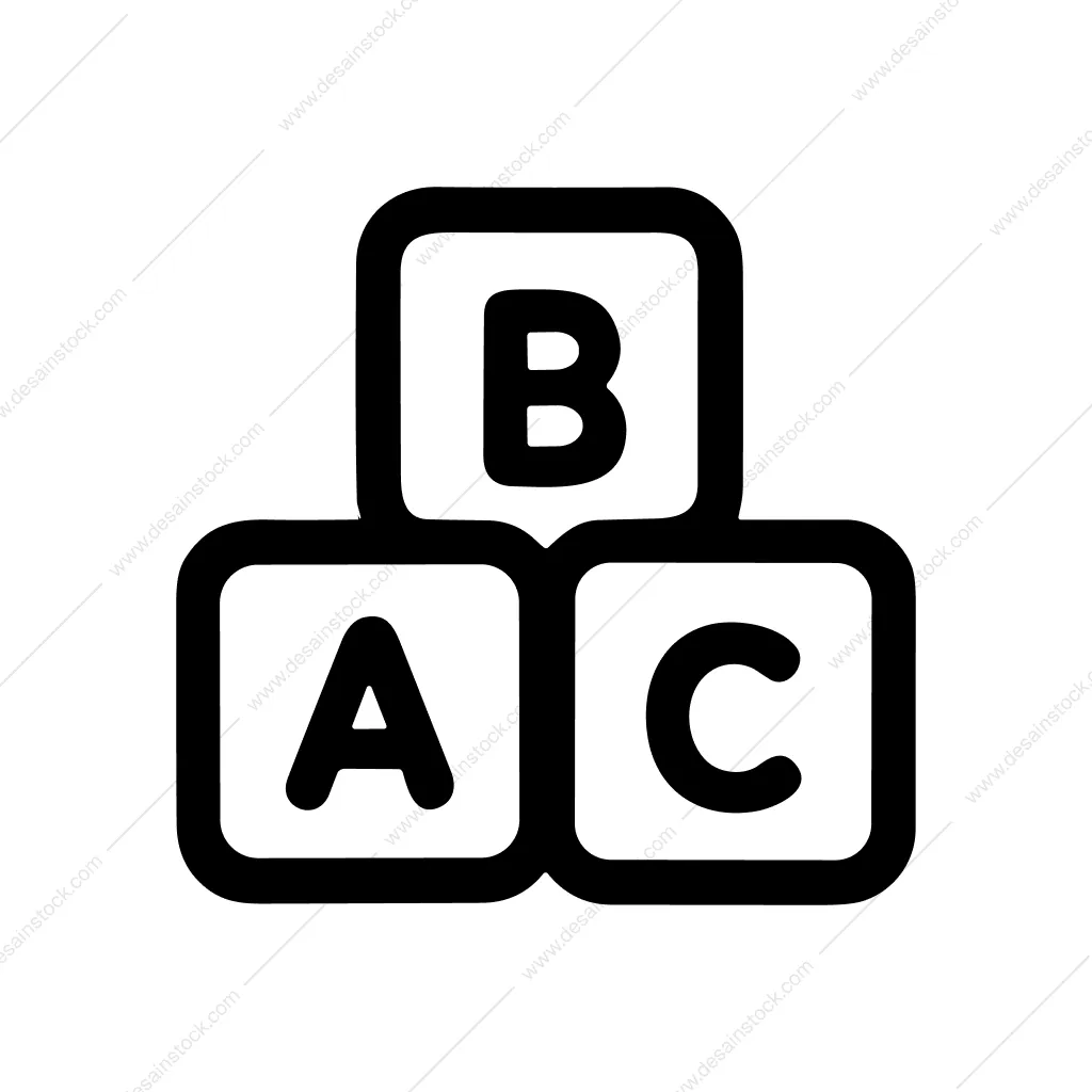 Simple Line Alphabet Block Tower Education Icon