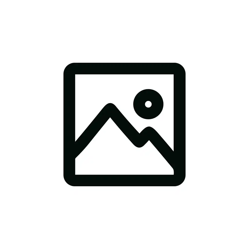 Minimalist Outline Media Placeholder Icon Design with Mountain and Sun