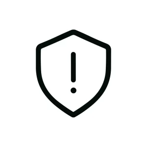 Minimalist Outline Shield with Exclamation Point Symbol Simple Icon
