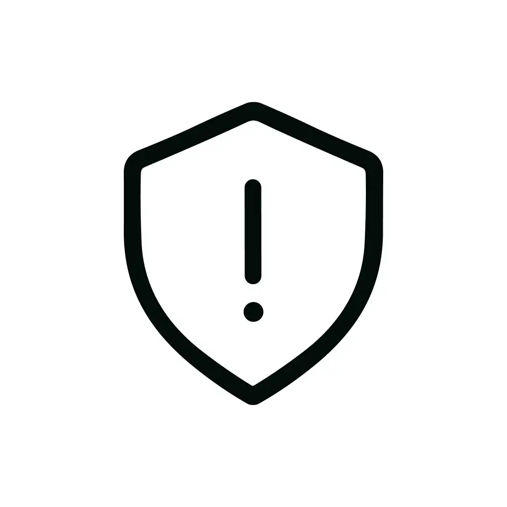 Minimalist Outline Shield with Exclamation Point Symbol Simple Icon