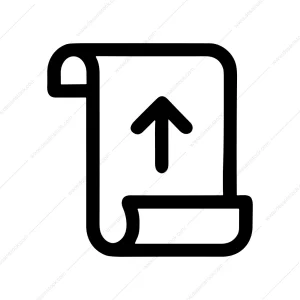 Line Drawing Upload Scroll Paper Document Icon