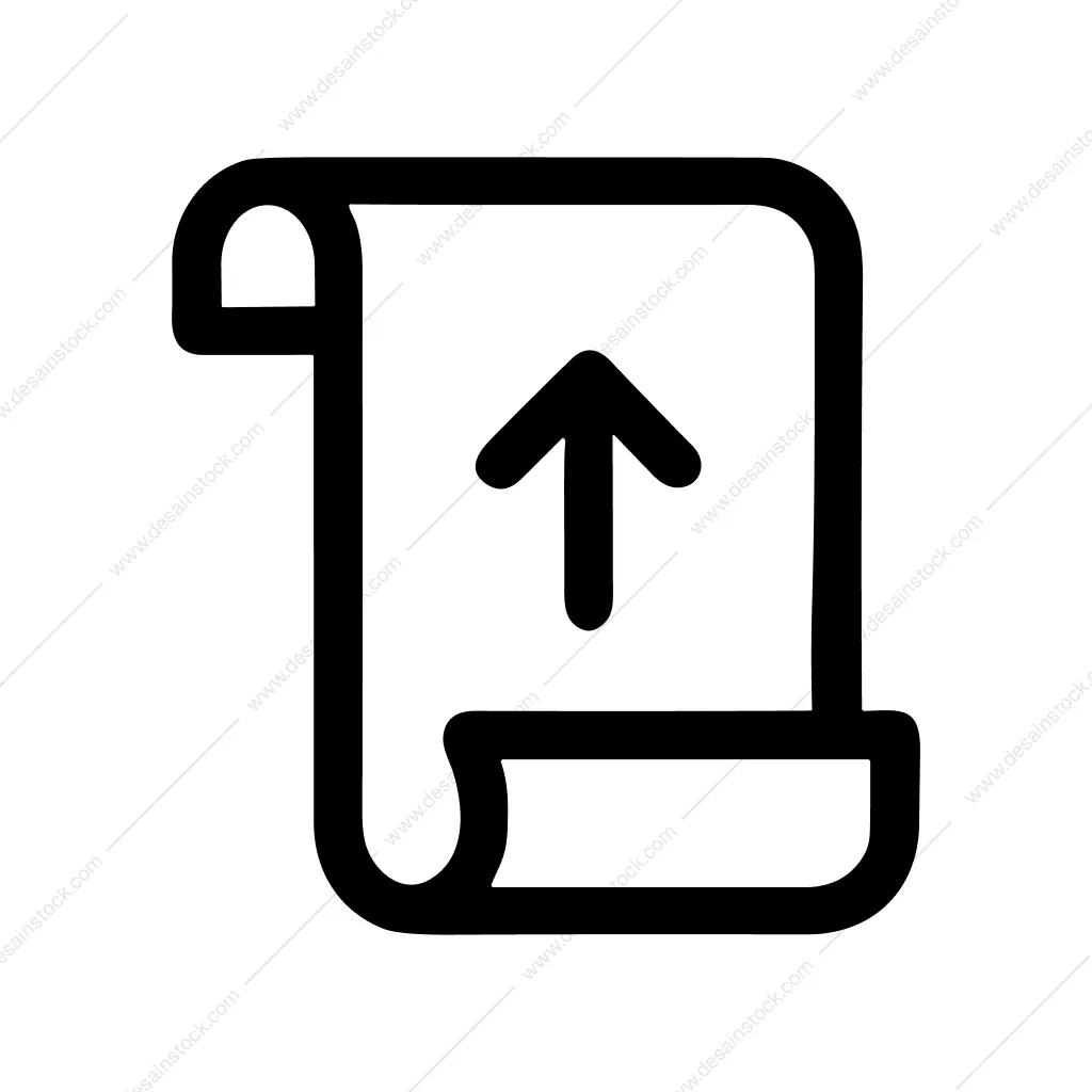 Line Drawing Upload Scroll Paper Document Icon