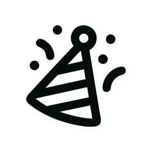 Minimalist Outline Party Hat with Confetti Icon for Celebration Design