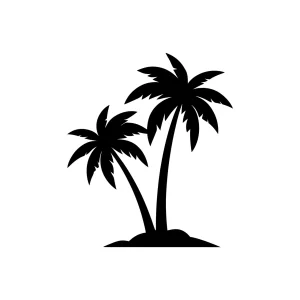 Silhouette Detailed Palm Tree Tropical Exotic Nature Icon