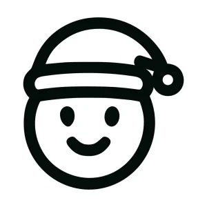 Outline Simple Santa Claus Face Expression Icon in Black and White