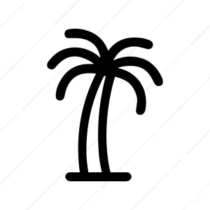 Simple Lineart Black Palm Tree Silhouette Icon