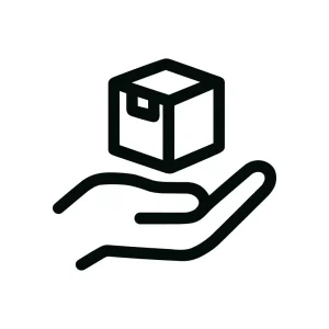 Outline Simple Hand Holding Package Delivery Box Icon
