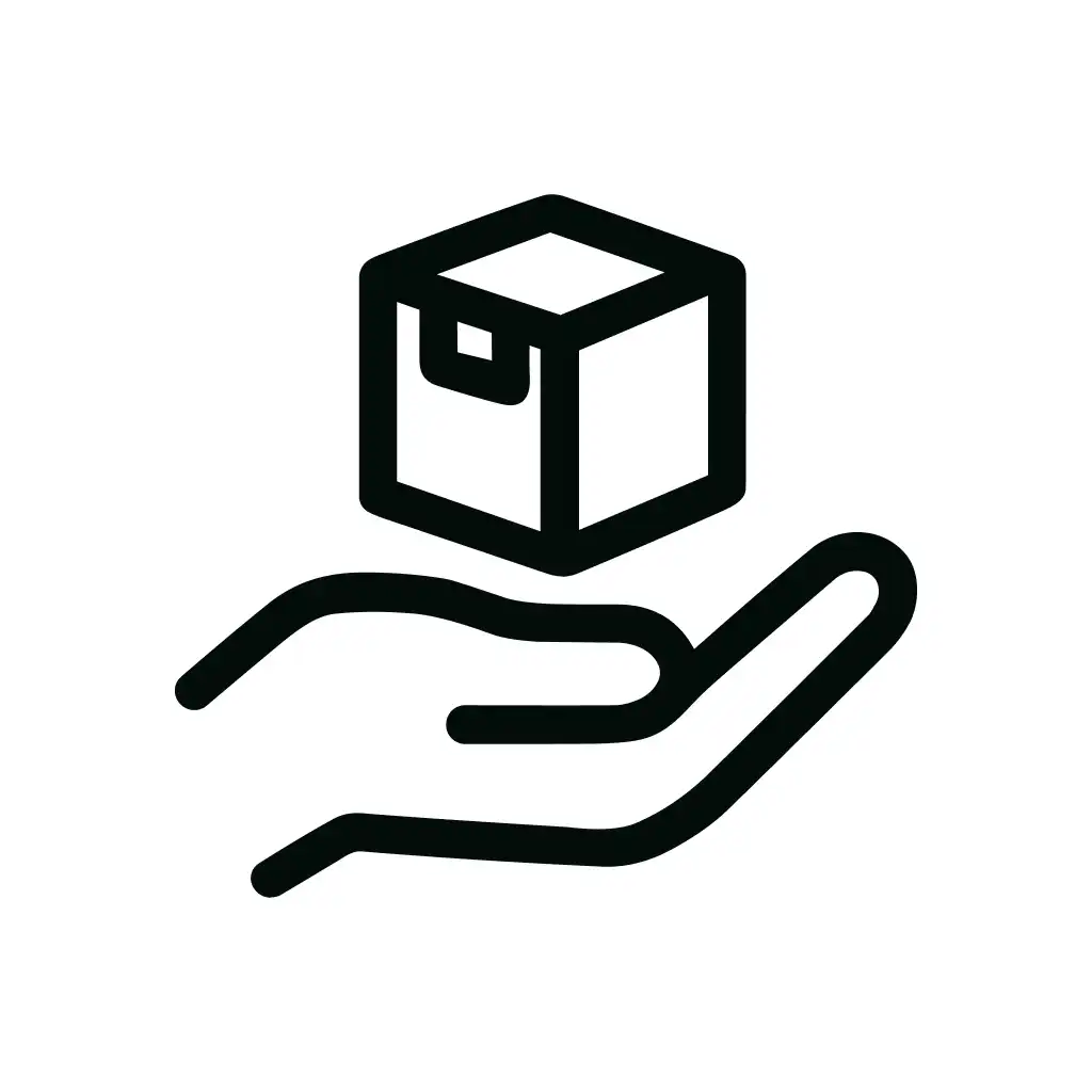 Outline Simple Hand Holding Package Delivery Box Icon