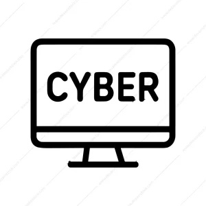 Simple Line Computer Cyber Security Concept Icon