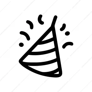 Outline Handdrawn Celebration Party Hat Confetti Design Element