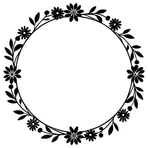 Elegant Floral Circle Frame with Delicate Daisy Flowers