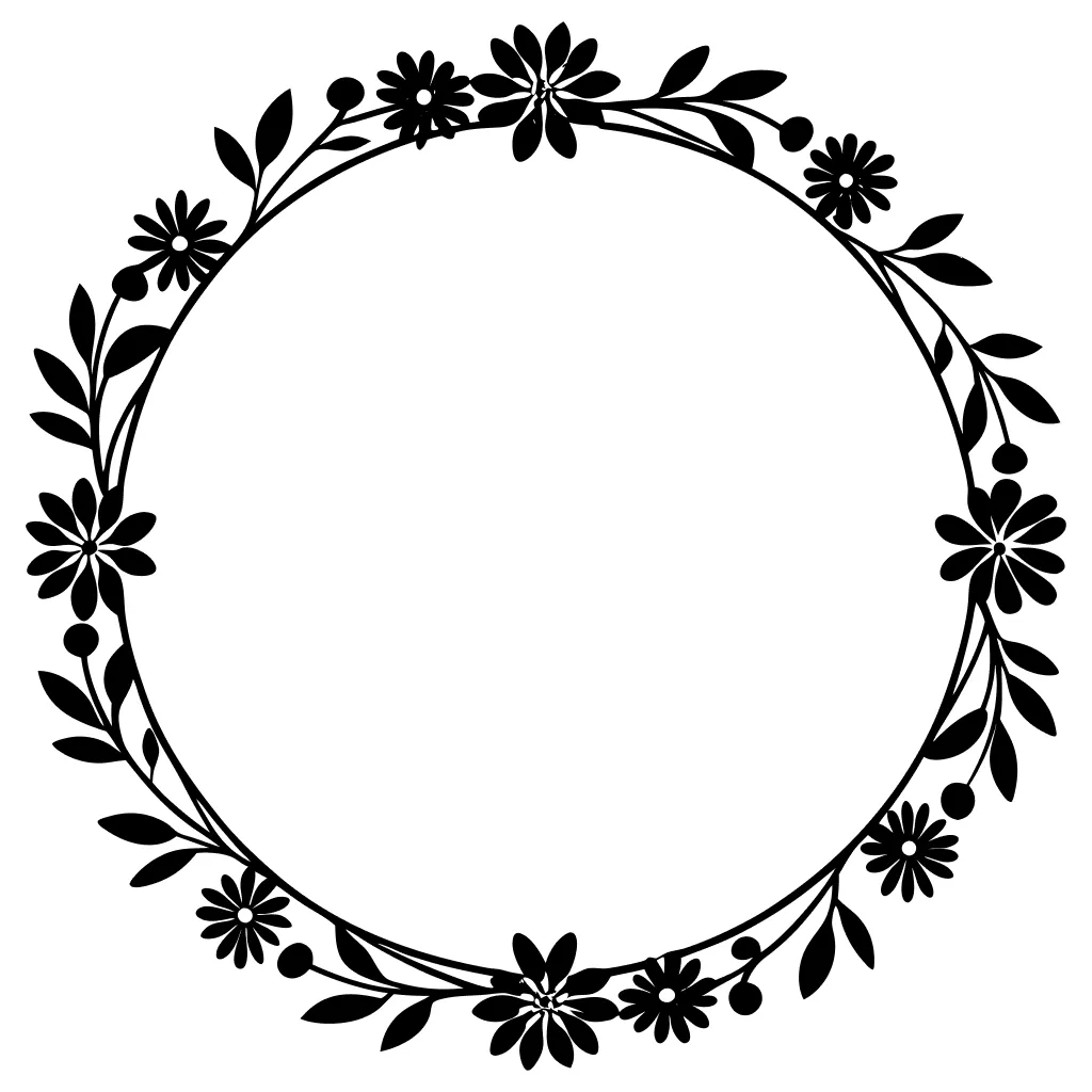 Elegant Floral Circle Frame with Delicate Daisy Flowers