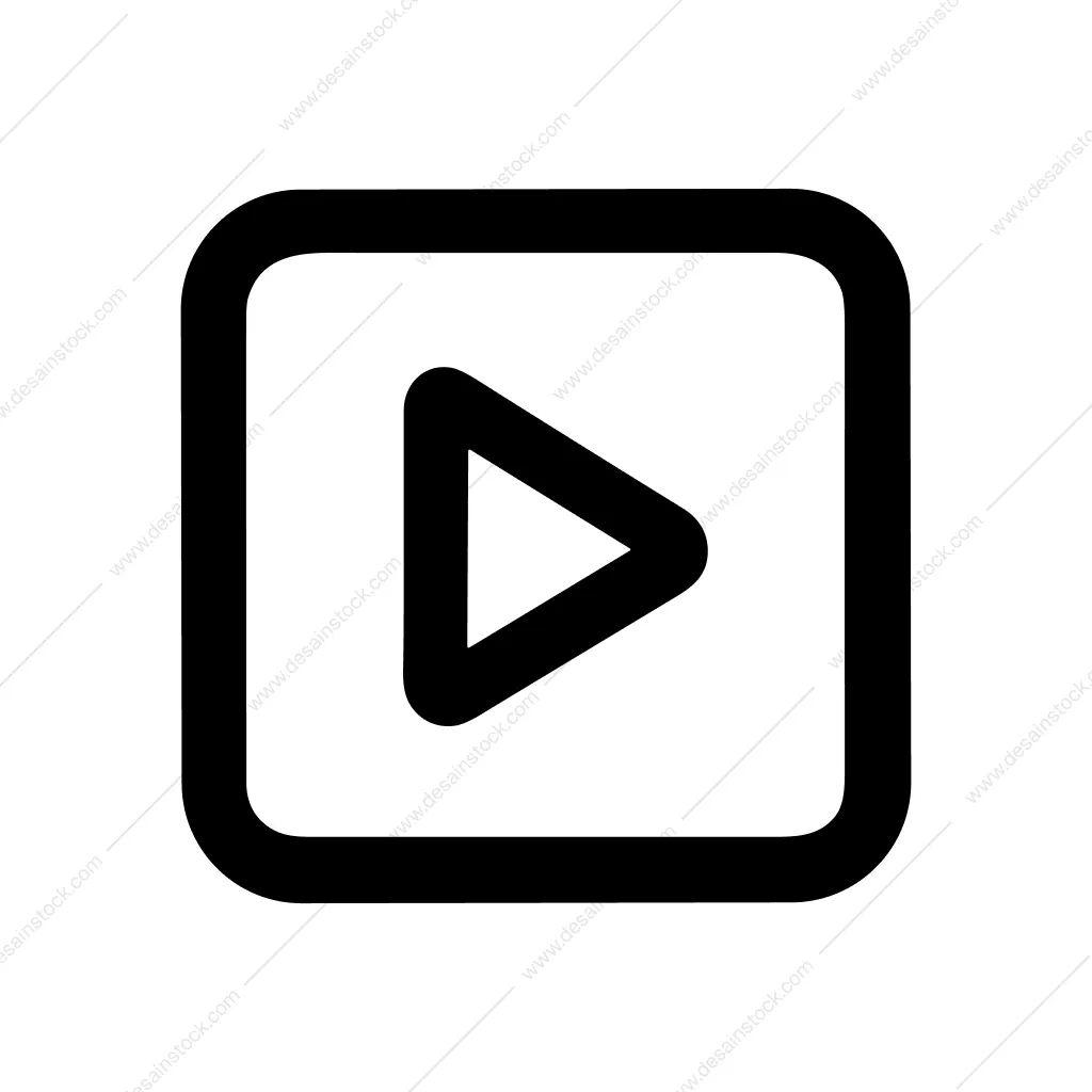 Simple Line Play Button Rounded Square Icon