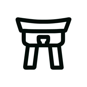 Simple Line Art Torii Gate Icon Isolated on White Background