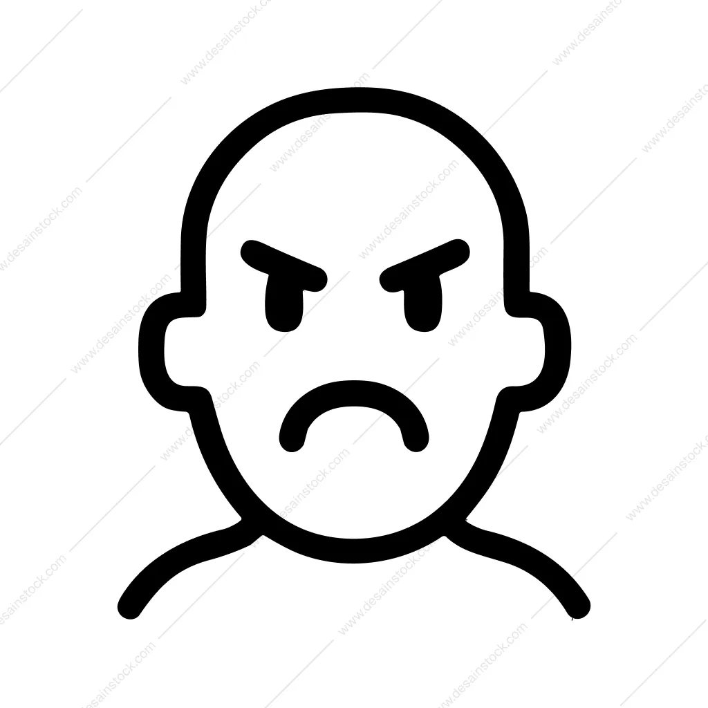 Outline Simple Angry Face Person Character Icon