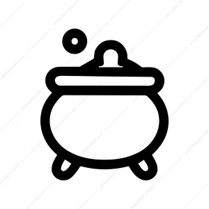 Simple Outline Witchcraft Cauldron Potion Bubbling Icon Illustration