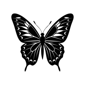 Simple Black and White Silhouette Butterfly Insect Decoration Illustration