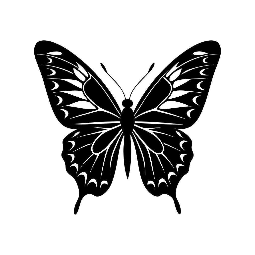 Simple Black and White Silhouette Butterfly Insect Decoration Illustration