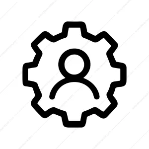 Simple Outline Person Inside Gear Sign Icon
