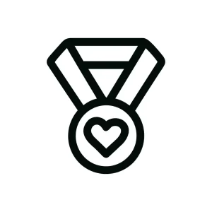 Simple Outline Heart Medal Ribbon Award Icon