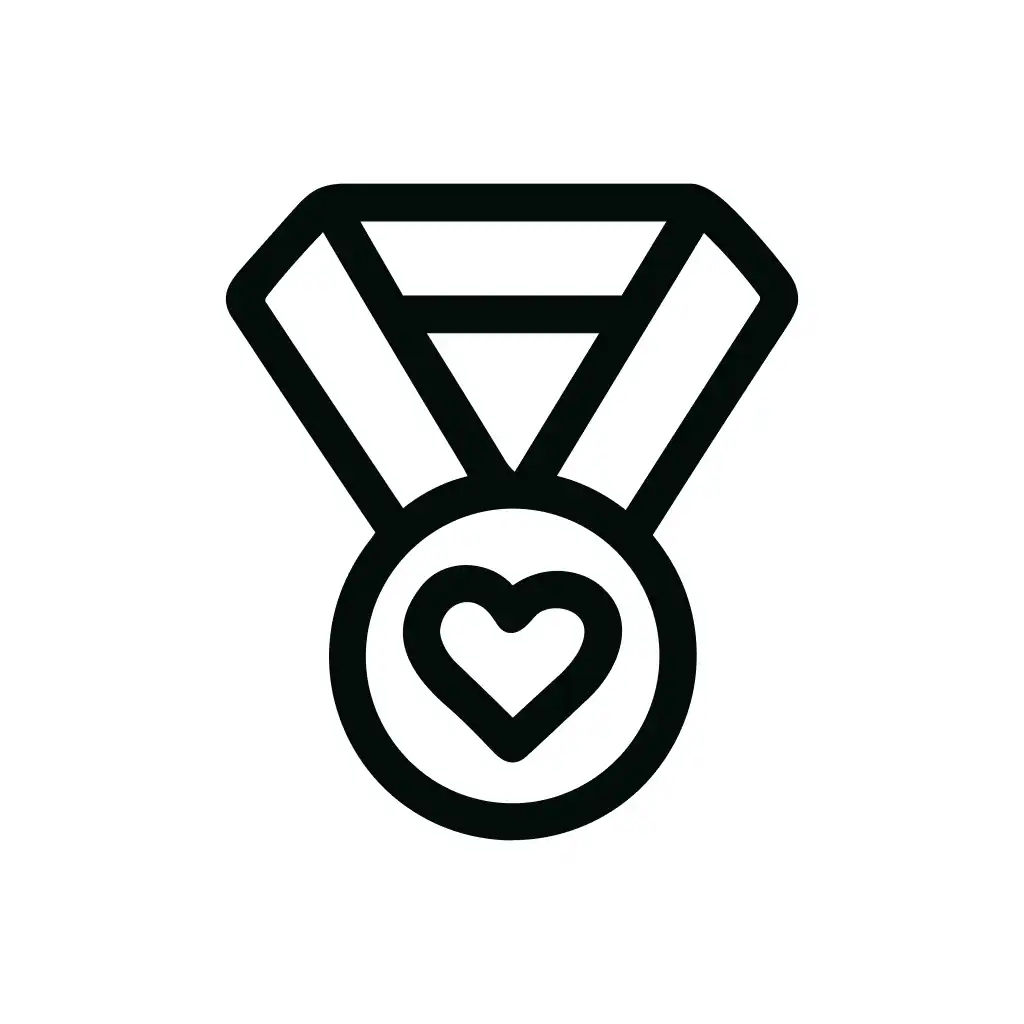 Simple Outline Heart Medal Ribbon Award Icon