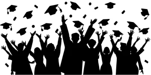 Silhouette Cheerful Group Graduation Celebration Ceremony Event