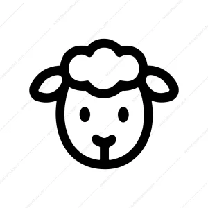 Simple Line Sheep Face Farm Animal Icon