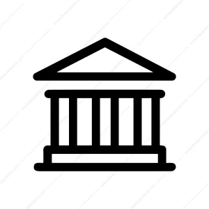 Simple Outline Bank Building Minimalist Sign Icon