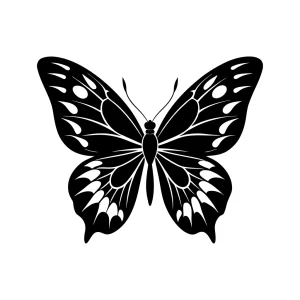 Elegant Detailed Butterfly Silhouette Winged Insect Nature Art Design