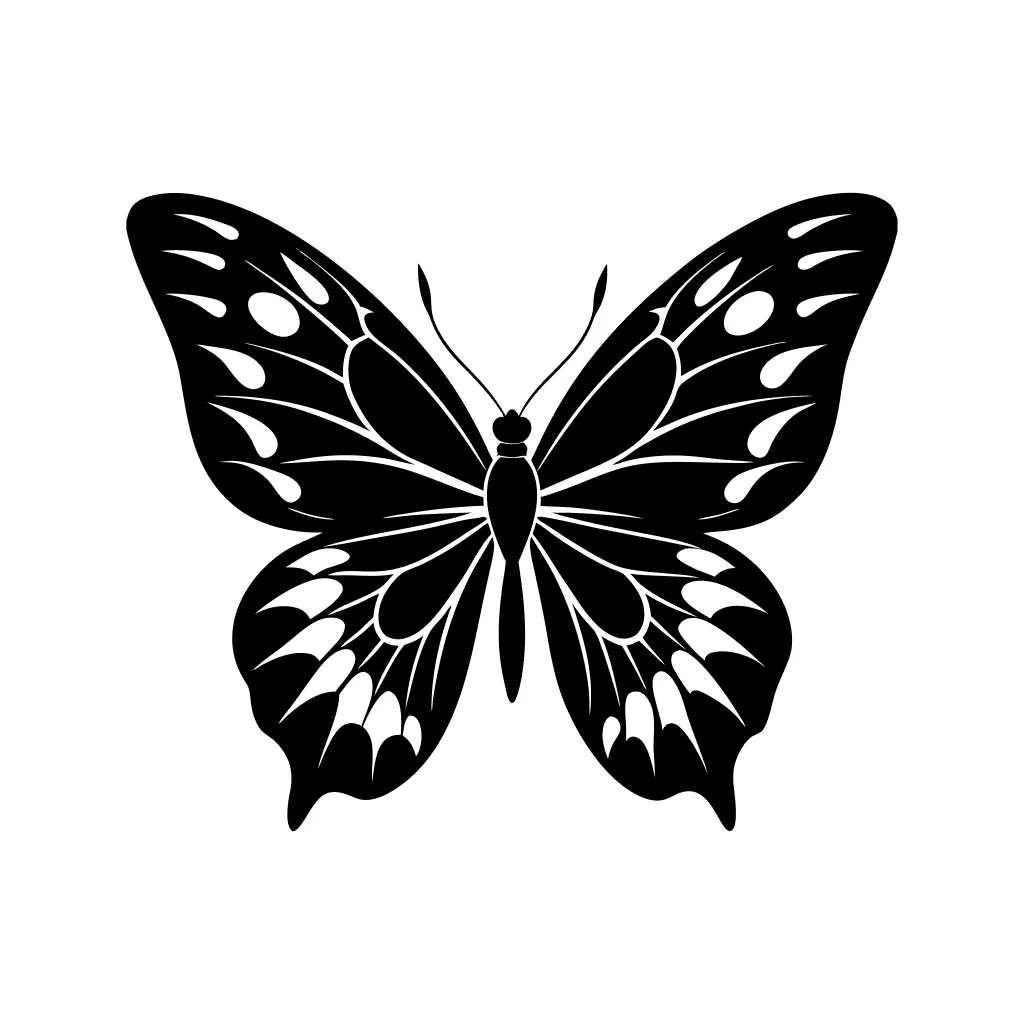 Elegant Detailed Butterfly Silhouette Winged Insect Nature Art Design