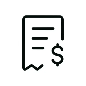 Outline Stroke Invoice with Dollar Sign Shape Icon