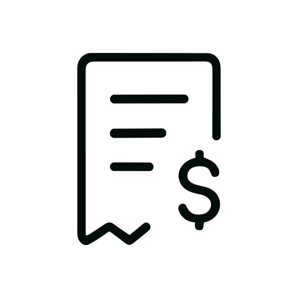 Outline Stroke Invoice with Dollar Sign Shape Icon