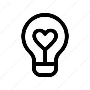 Minimalist Outline Lightbulb Heart Shape Creative Idea Icon