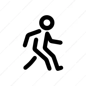 Minimalist Outline Stick Figure Walking Human Icon