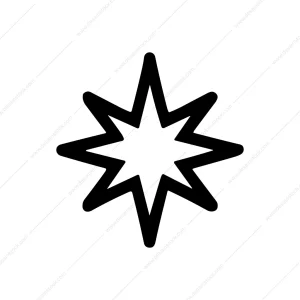 Simple Line Art Eight Pointed Star Shape Icon