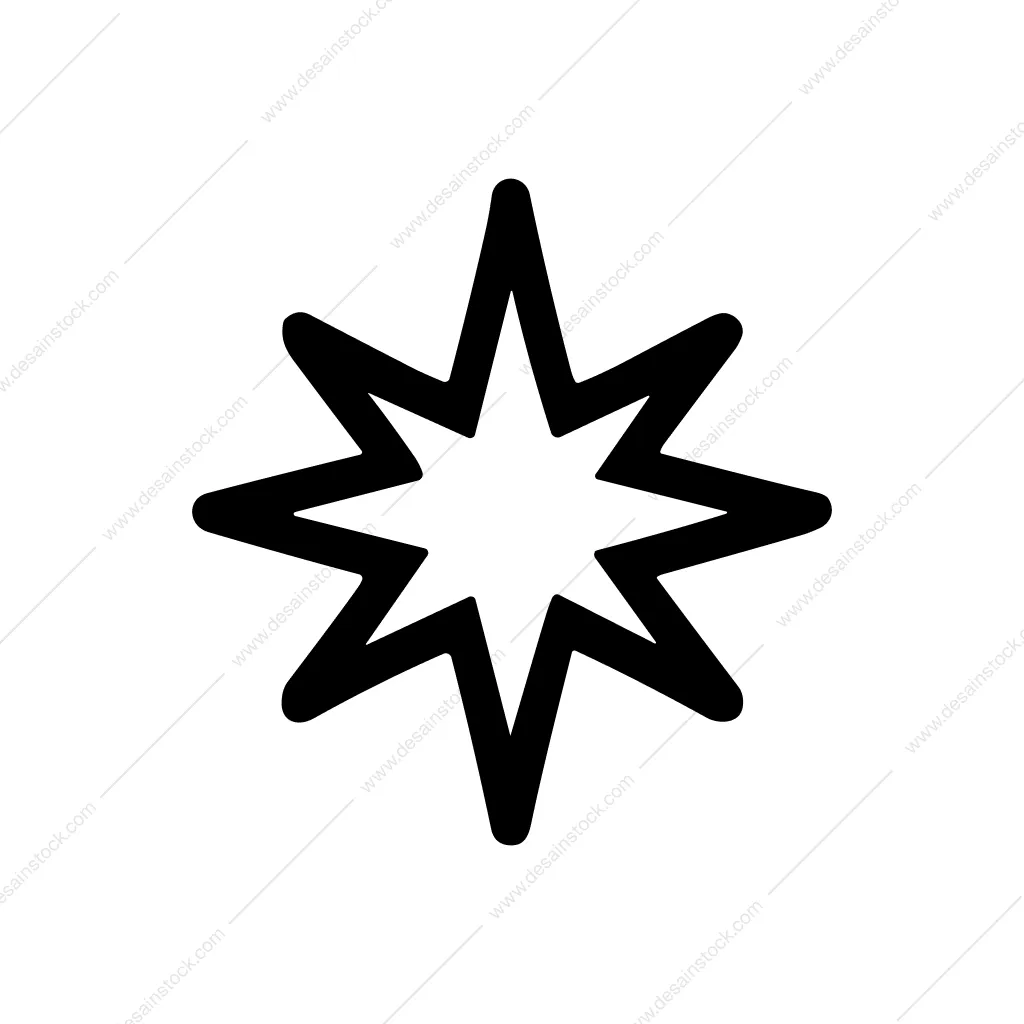 Simple Line Art Eight Pointed Star Shape Icon