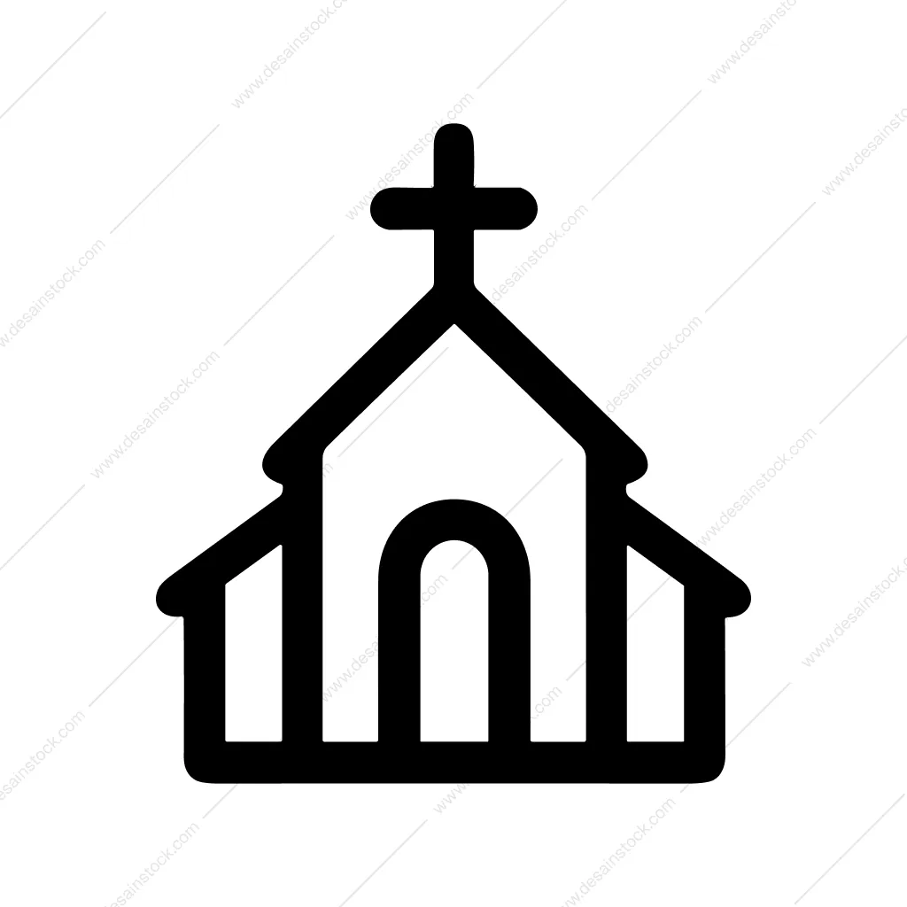 Outline Simple Church Building Religion Minimalist Icon