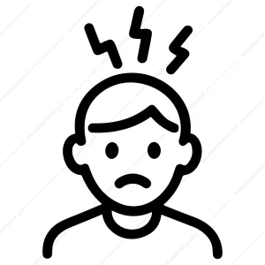Simple Outline Unhappy Man with Headache Pain Icon