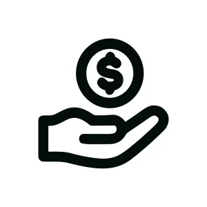 Outline Simple Hand Holding Dollar Coin Icon