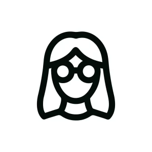Line Art Female Character Wearing Eyeglasses Minimalist Style Icon Shape