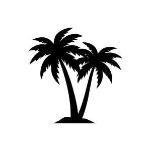 Simple Silhouette Double Palm Tree Tropical Illustration