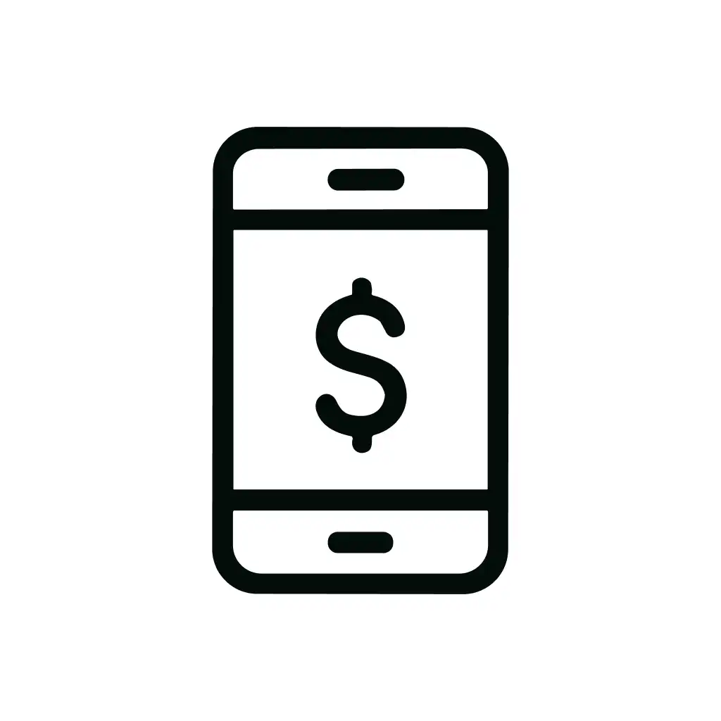 Simple Outline Dollar Sign Mobile Phone Icon