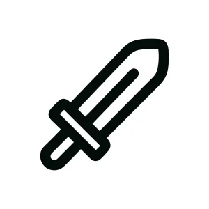 Simple Line Art Sword Symbol Black and White Outline Weapon
